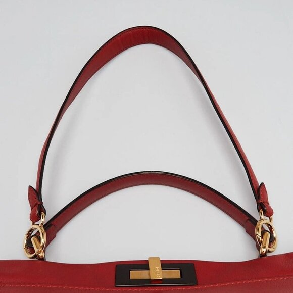 Fendi Red Leather Large Peekaboo Satchel Bag 8BN210 - Picture 6 of 10